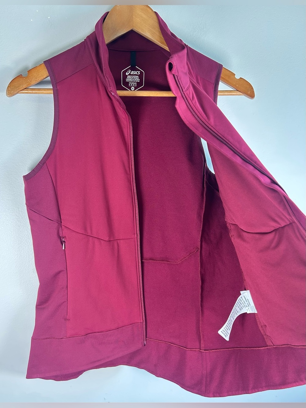 ASICS Womens H1 Running Vest Size M Red Burgundy Full Zip Reflective EUC - Picture 6 of 12
